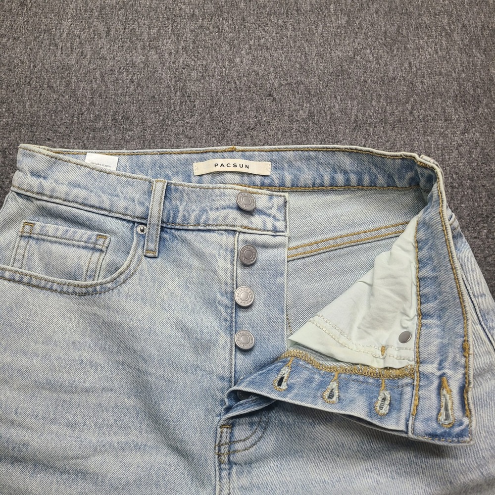 PacSun Denim Shorts Womens 24 Light Blue Excellent Curve 90s Girlfriend Raw Hem - Picture 4 of 9